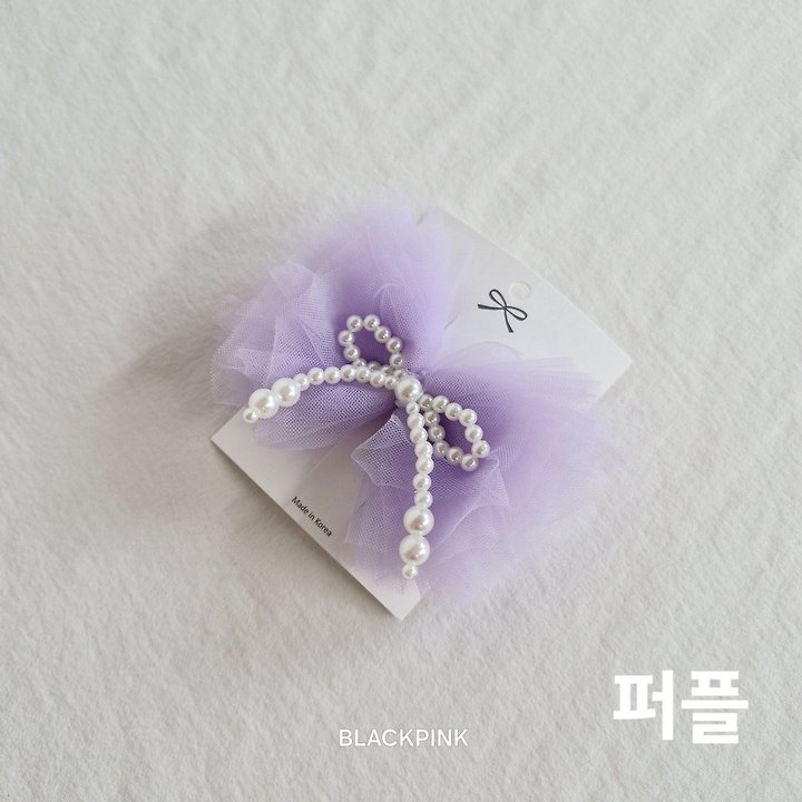 Black Pink - Korean Children Fashion - #Kfashion4kids - Tulle Pearl Ribbon Pin - 8