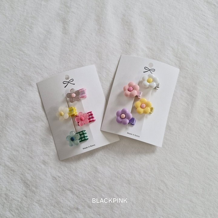 Black Pink - Korean Children Fashion - #Kfashion4kids - Mini Flower Claw Clip Set - 2