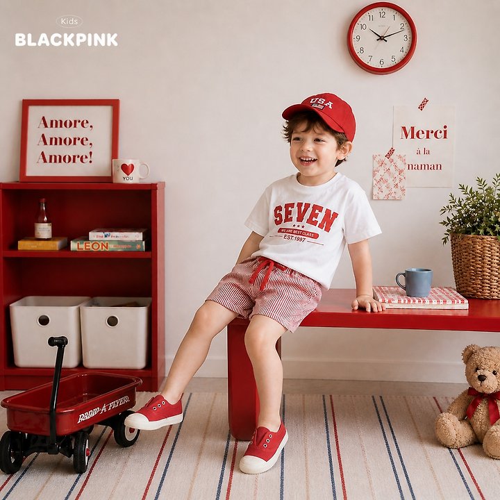 Black Pink - Korean Children Fashion - #Kfashion4kids - Embossed Stripe Shorts - 6
