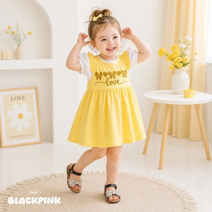 Black Pink - Korean Children Fashion - #Kfashion4kids - Heartchu Wing One-piece - 5