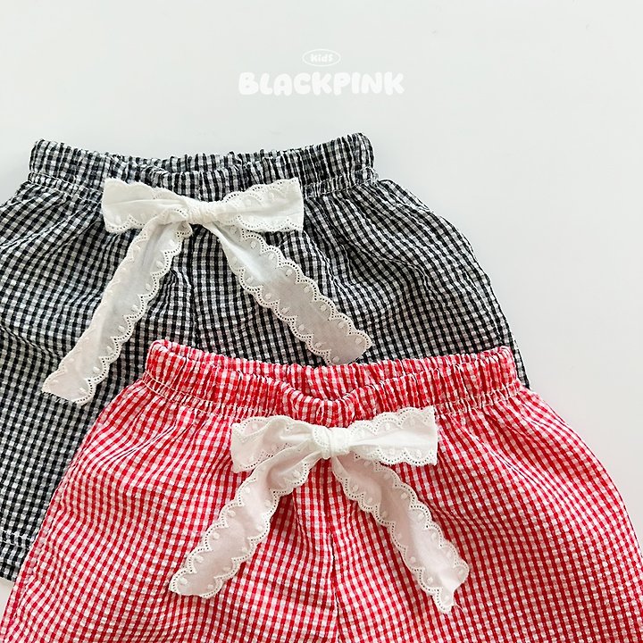 Black Pink - Korean Children Fashion - #Kfashion4kids - Lace Check Shorts - 2