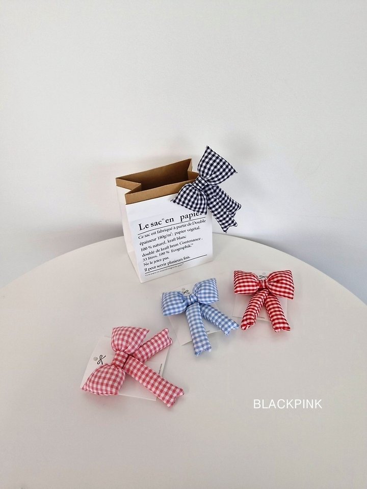 Black Pink - Korean Children Fashion - #stylishchildhood - Check Chubby Ribbon Pin - 4