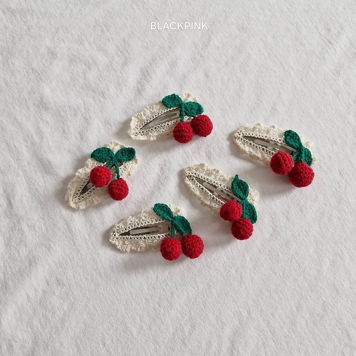 Black Pink - Korean Children Fashion - #childofig - Cherry Snap Hairpin - 6