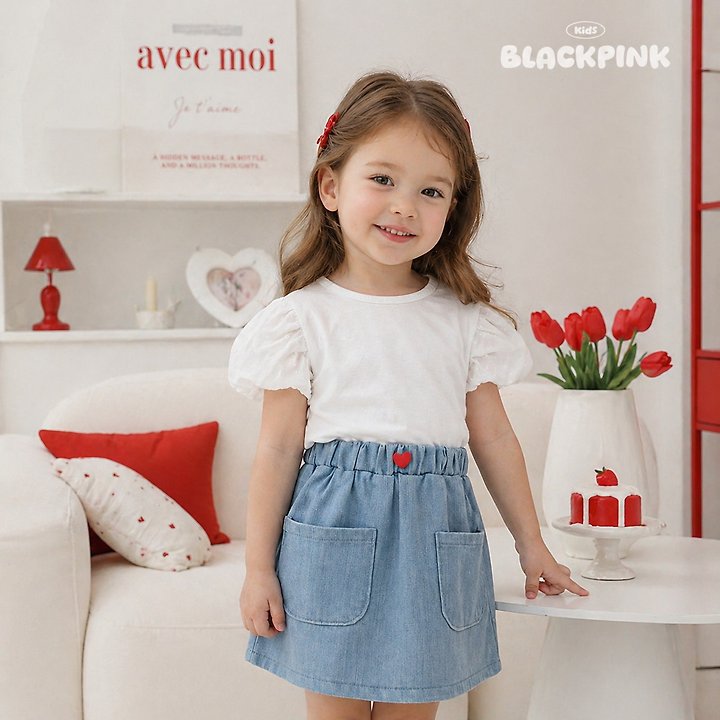 Black Pink - Korean Children Fashion - #childofig - Pocket Denim Skort - 5