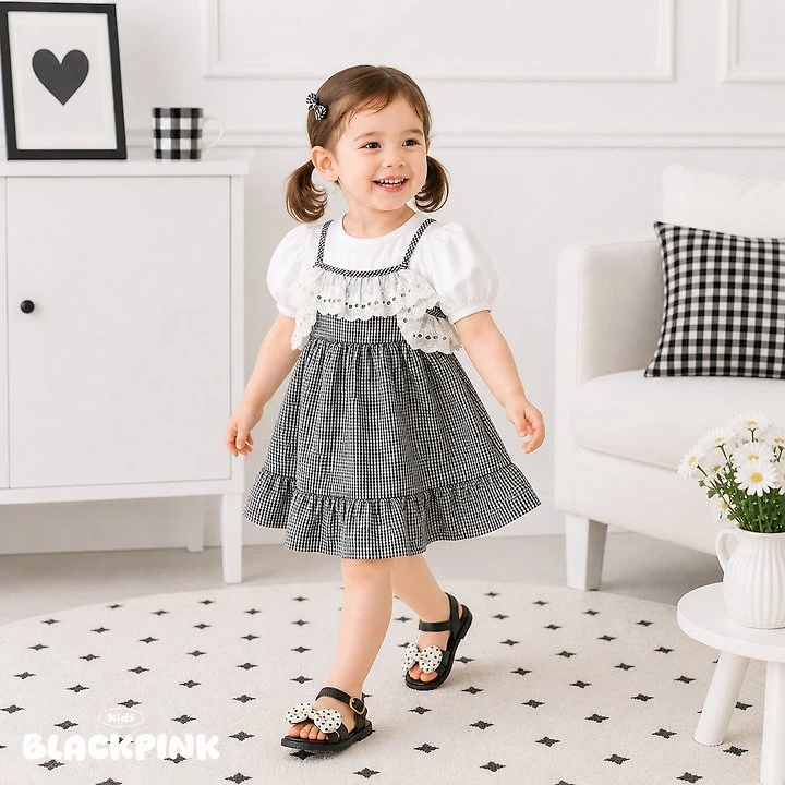 Black Pink - Korean Children Fashion - #childofig - Milk Tea Lace One-piece - 5