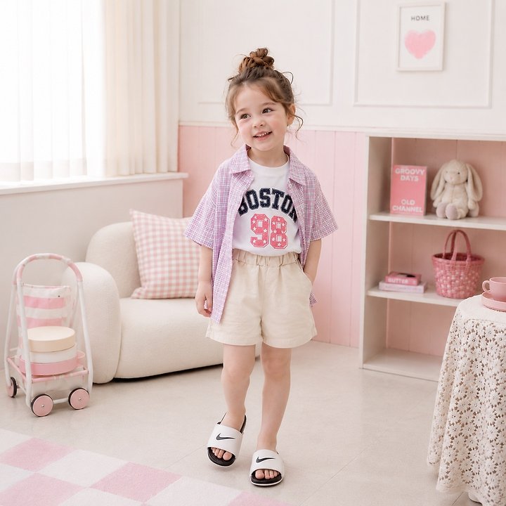 Black Pink - Korean Children Fashion - #prettylittlegirls - Seersucker Check Shirt - 4