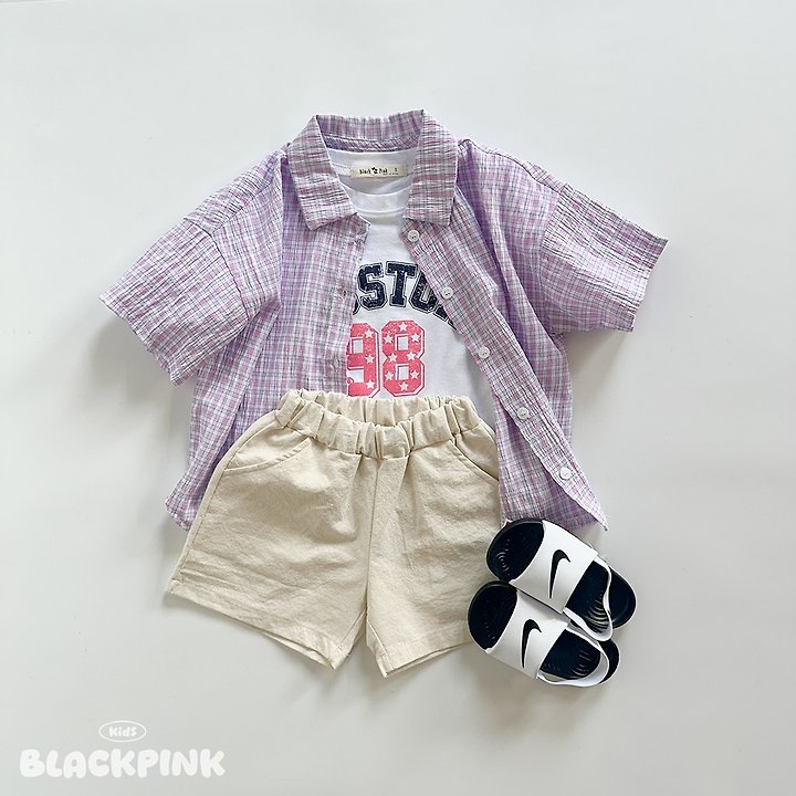 Black Pink - Korean Children Fashion - #childofig - Seersucker Check Shirt - 5