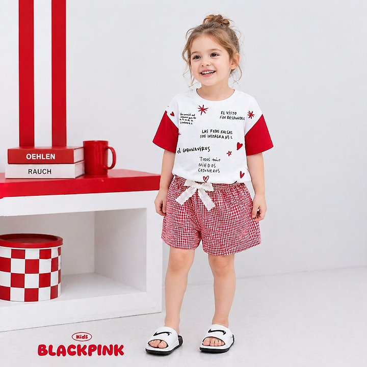 Black Pink - Korean Children Fashion - #childofig - Lace Check Shorts - 10