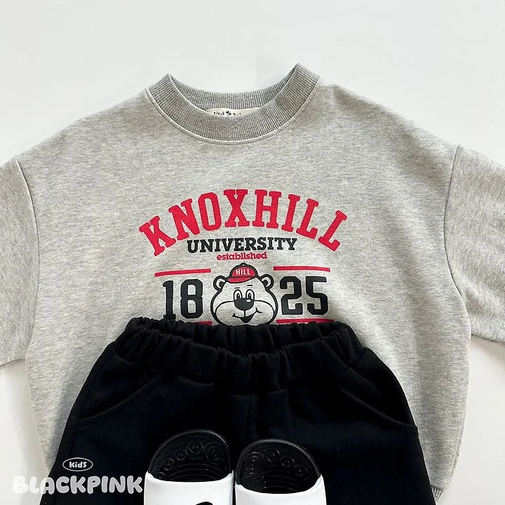 Black Pink - Korean Children Fashion - #childofig - Bear Short Sleeve Sweatshirt - 7