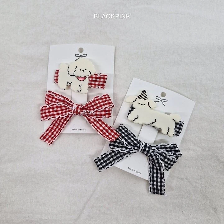 Black Pink - Korean Children Fashion - #childrensboutique - Check Puppy Set (set of 2)