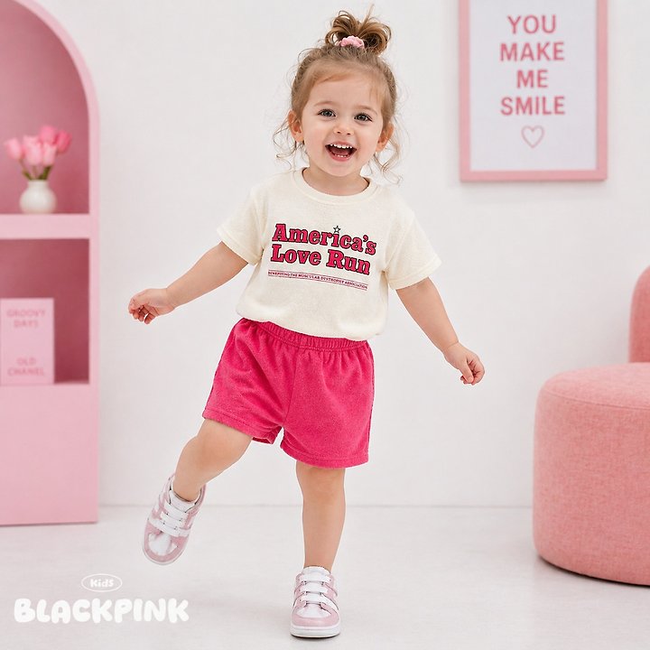 Black Pink - Korean Children Fashion - #childrensboutique - Love Run Terry Set-Up - 5