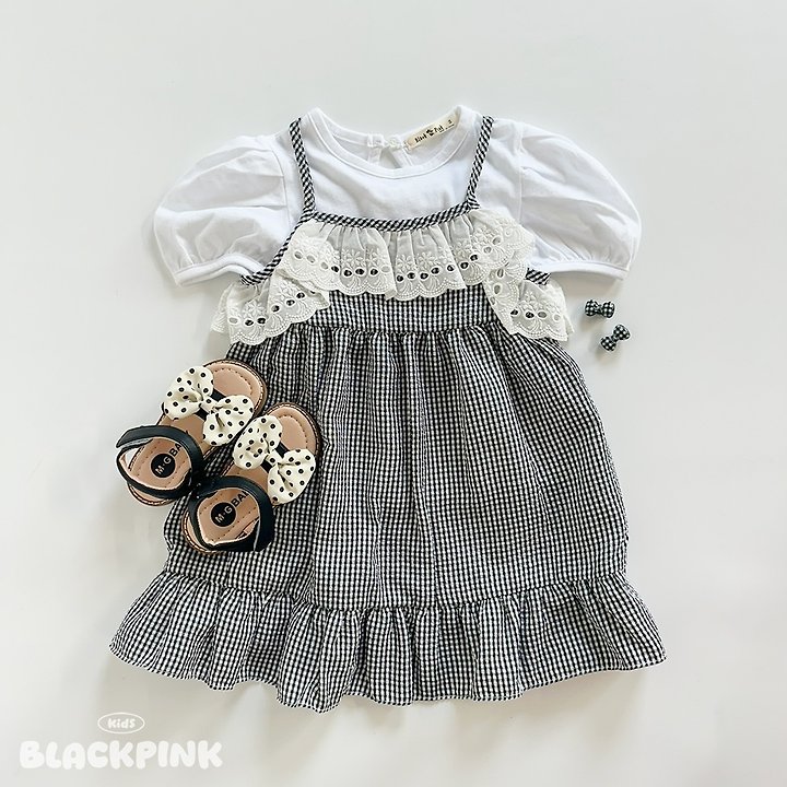 Black Pink - Korean Children Fashion - #childrensboutique - Milk Tea Lace One-piece - 6