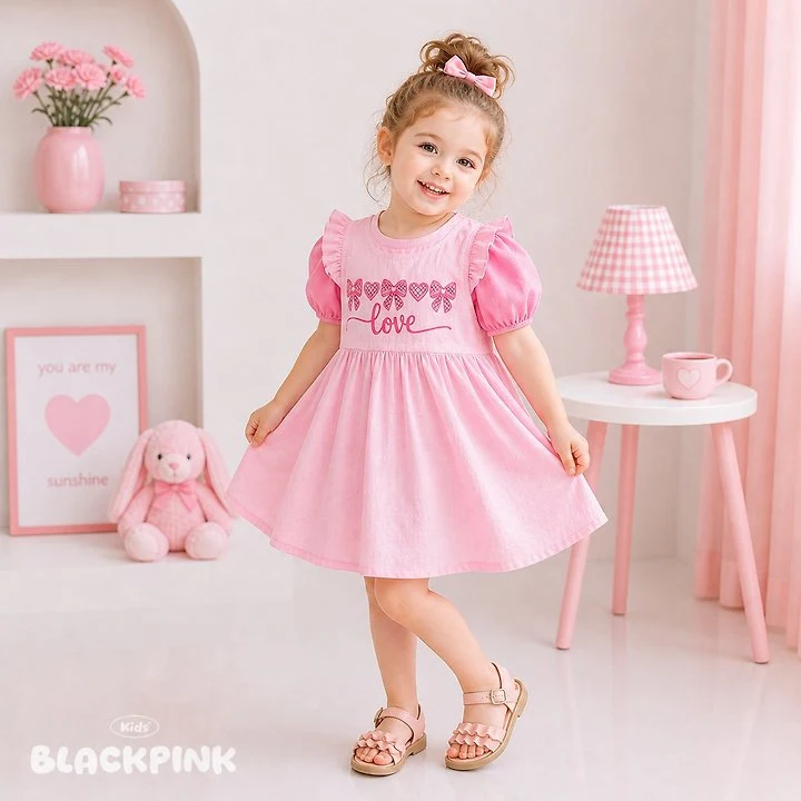 Black Pink - Korean Children Fashion - #childrensboutique - Heartchu Wing One-piece - 12