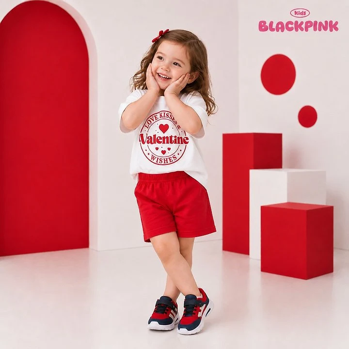 Black Pink - Korean Children Fashion - #childrensboutique - Valentine Heart Set-Up - 11