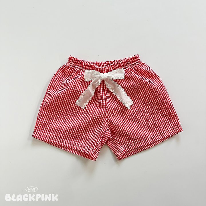 Black Pink - Korean Children Fashion - #childrensboutique - Lace Check Shorts - 11