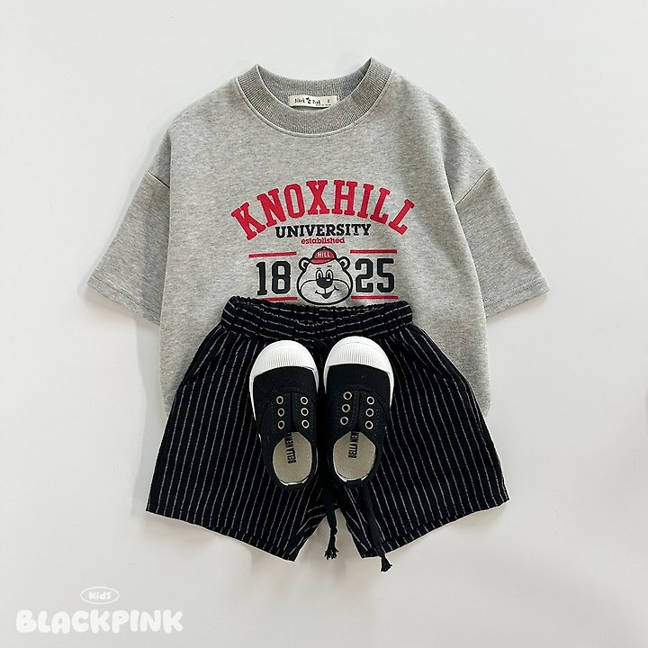 Black Pink - Korean Children Fashion - #childrensboutique - Bear Short Sleeve Sweatshirt - 8