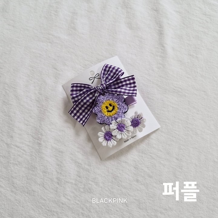 Black Pink - Korean Children Fashion - #childrensboutique - Fluffy Flower Set (set of 3) - 4