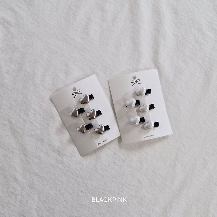 Black Pink - Korean Children Fashion - #designkidswear - Mini Heart Claw Clip Set - 2
