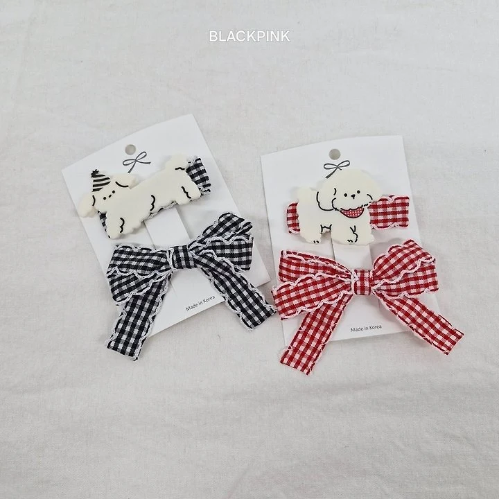 Black Pink - Korean Children Fashion - #designkidswear - Check Puppy Set (set of 2) - 2