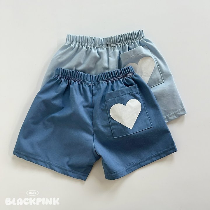 Black Pink - Korean Children Fashion - #designkidswear - Heart Denim Shorts