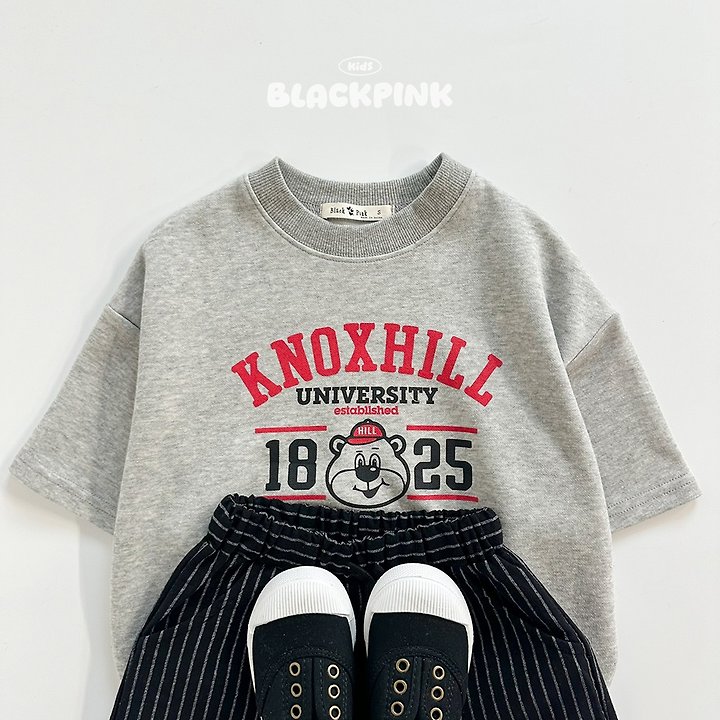 Black Pink - Korean Children Fashion - #designkidswear - Bear Short Sleeve Sweatshirt - 9
