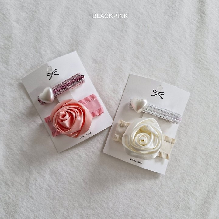 Black Pink - Korean Children Fashion - #discoveringself - Satin Rose Set (set of 2)
