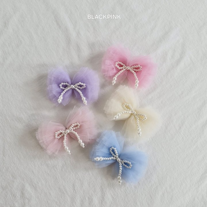 Black Pink - Korean Children Fashion - #discoveringself - Tulle Pearl Ribbon Pin - 3