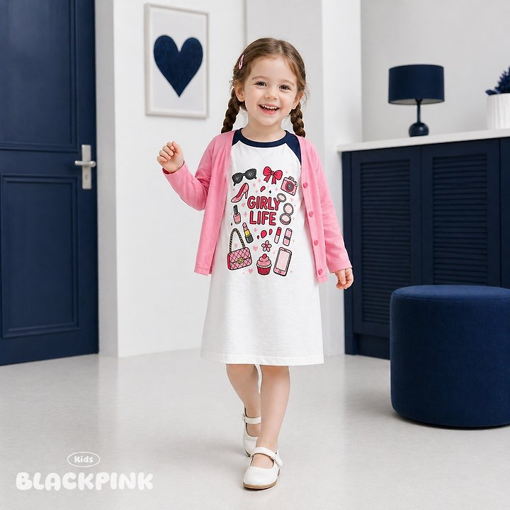 Black Pink - Korean Children Fashion - #discoveringself - Girl Life One-piece - 5