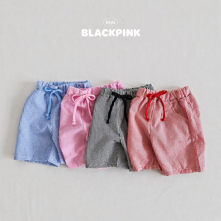 Black Pink - Korean Children Fashion - #discoveringself - Embossed Stripe Shorts