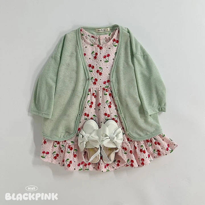 Black Pink - Korean Children Fashion - #discoveringself - Cherry Frill One-piece - 6
