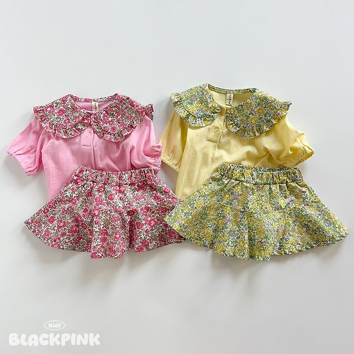 Black Pink - Korean Children Fashion - #discoveringself - Petit Flower Set-Up