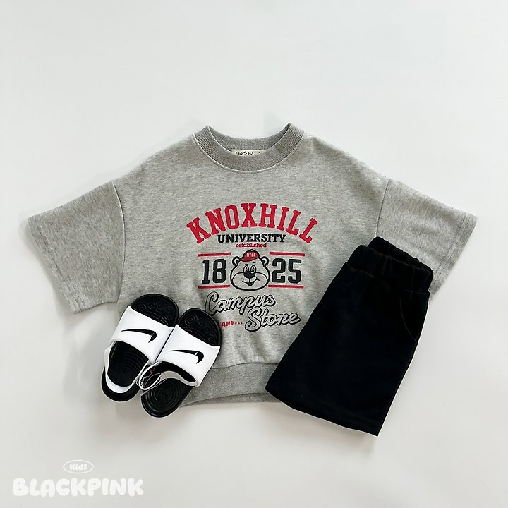 Black Pink - Korean Children Fashion - #discoveringself - Bear Short Sleeve Sweatshirt - 10