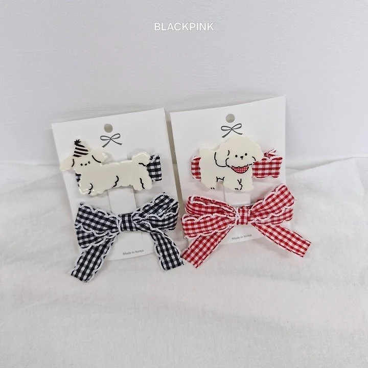 Black Pink - Korean Children Fashion - #discoveringself - Check Puppy Set (set of 2) - 4