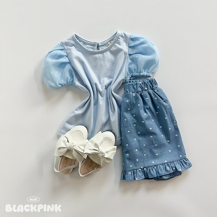 Black Pink - Korean Children Fashion - #fashionkids - Monet Washed Denim Skirt - 11