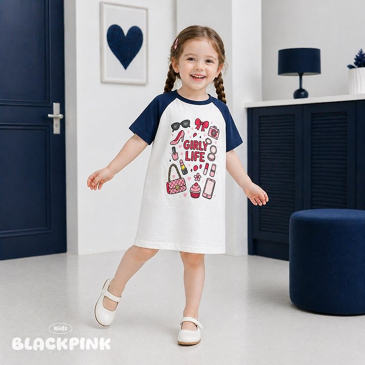 Black Pink - Korean Children Fashion - #fashionkids - Girl Life One-piece - 6