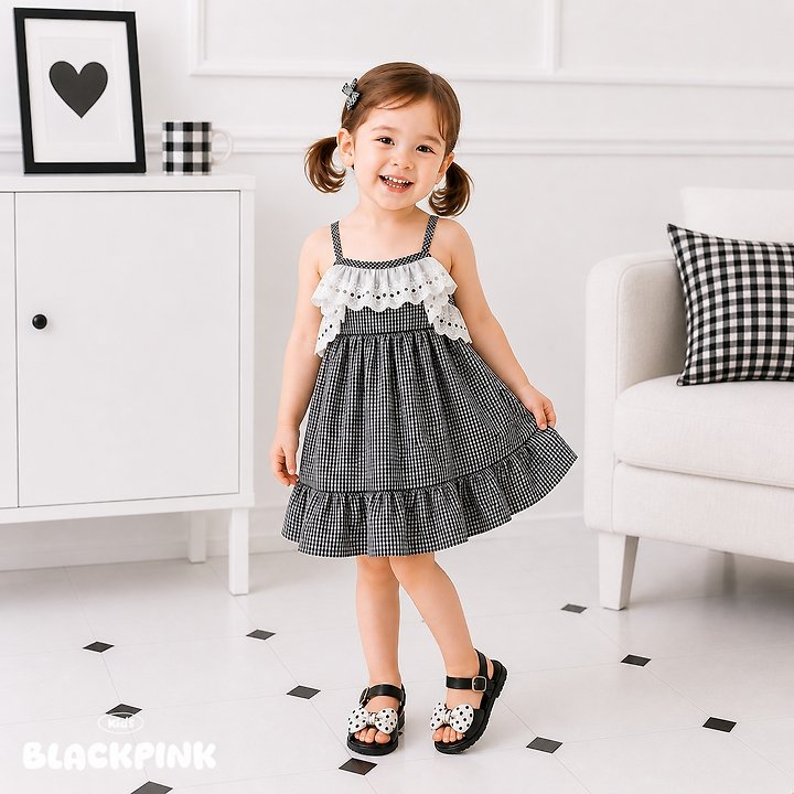 Black Pink - Korean Children Fashion - #fashionkids - Milk Tea Lace One-piece - 9