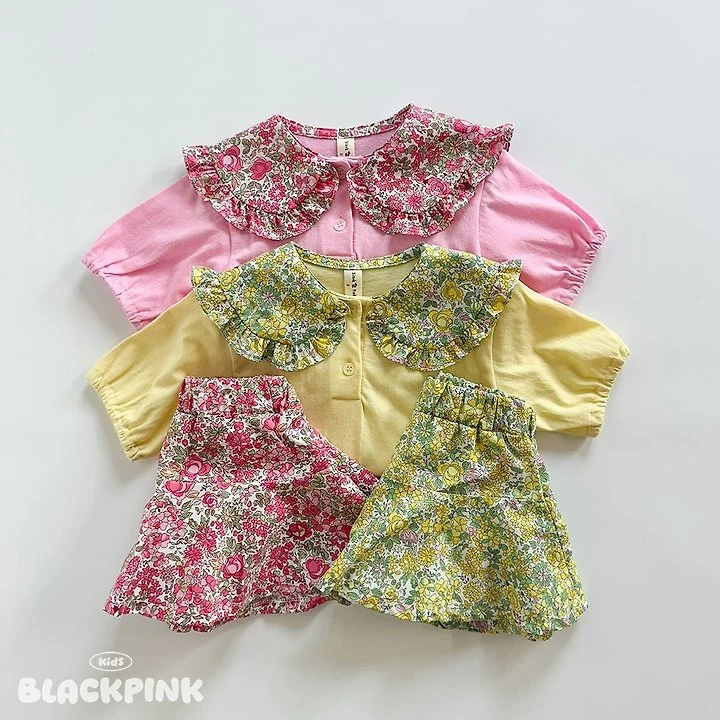 Black Pink - Korean Children Fashion - #fashionkids - Petit Flower Set-Up - 2