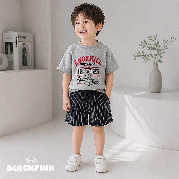 Black Pink - Korean Children Fashion - #fashionkids - Linen Stripe Shorts - 8