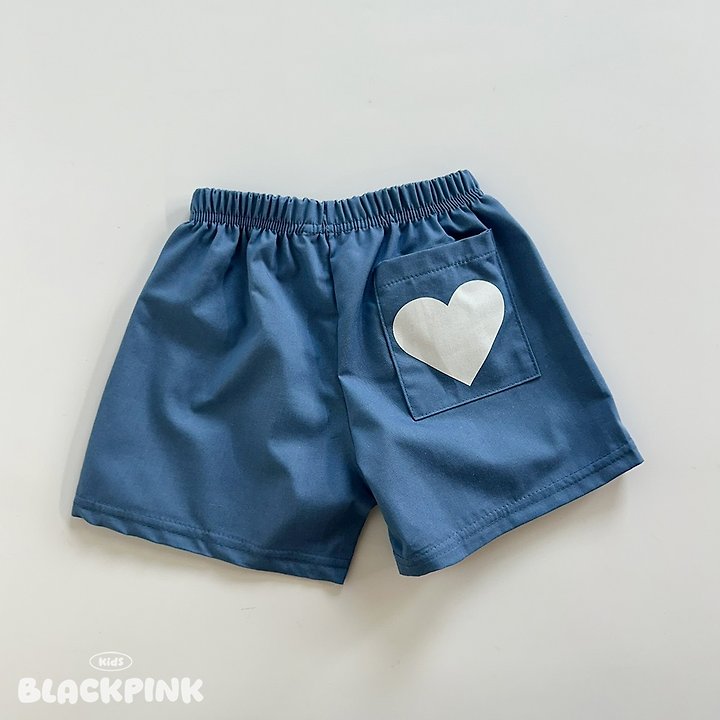 Black Pink - Korean Children Fashion - #fashionkids - Heart Denim Shorts - 3
