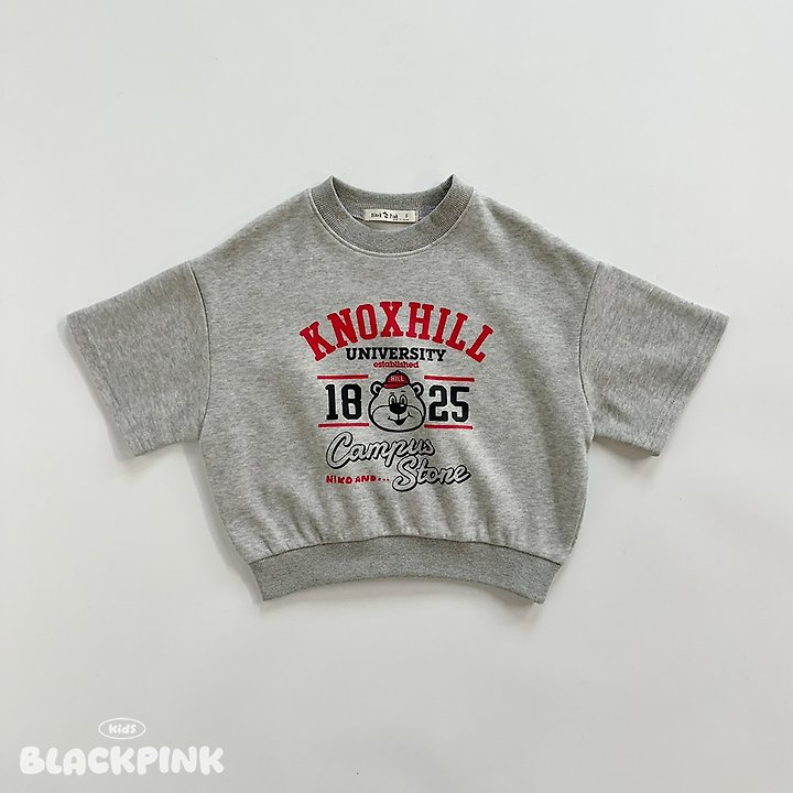 Black Pink - Korean Children Fashion - #fashionkids - Bear Short Sleeve Sweatshirt - 11