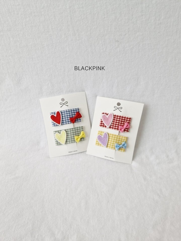 Black Pink - Korean Children Fashion - #fashionkids - Heart Embroidery Ribbon Set - 4