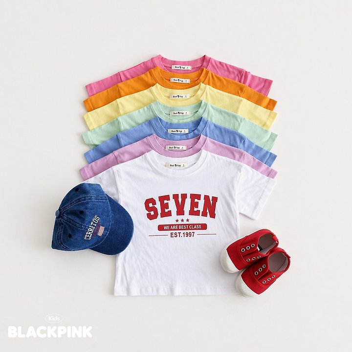Black Pink - Korean Children Fashion - #kidsshorts - 7 Days Short Sleeve Tee - 2