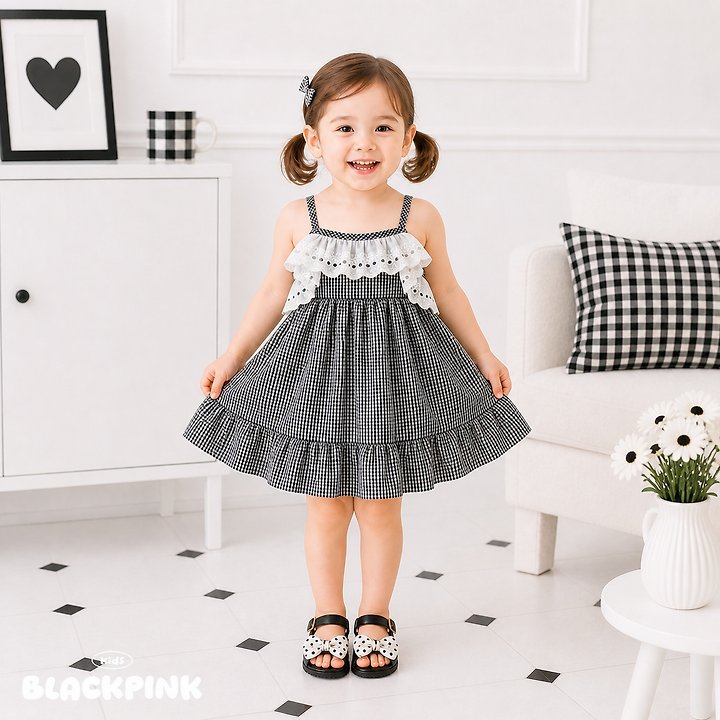 Black Pink - Korean Children Fashion - #kidsshorts - Milk Tea Lace One-piece - 10