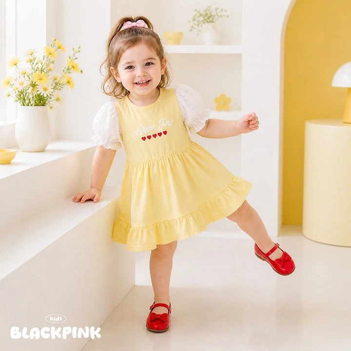 Black Pink - Korean Children Fashion - #kidsshorts - Popcorn Puff One-piece - 3