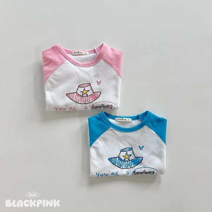Black Pink - Korean Children Fashion - #kidsshorts - Cowboy Raglan Tee - 2