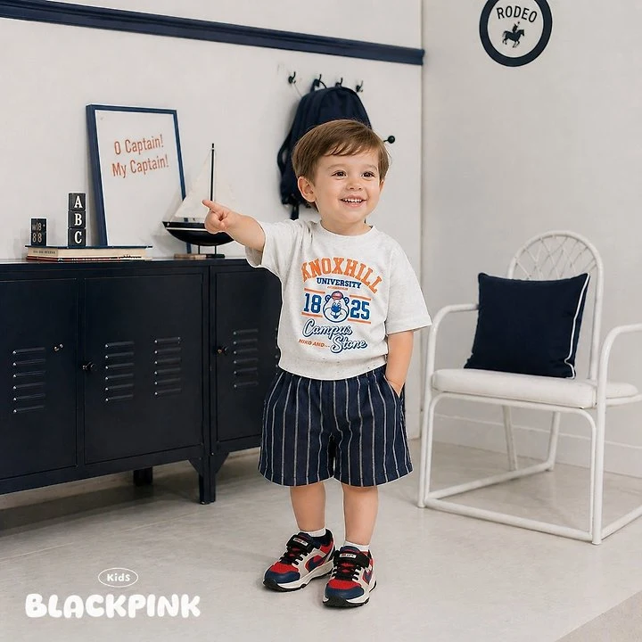 Black Pink - Korean Children Fashion - #kidsshorts - Bear Short Sleeve Sweatshirt - 12