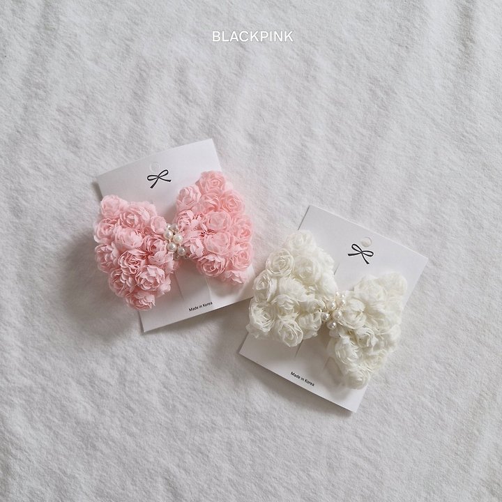 Black Pink - Korean Children Fashion - #kidsstore - Puffy Rose Ribbon Pin - 2