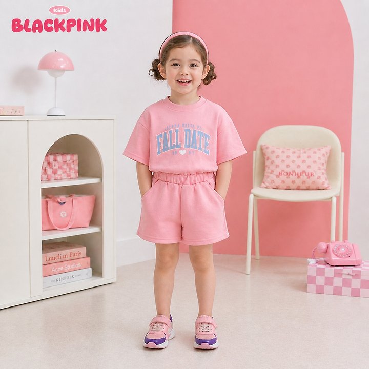 Black Pink - Korean Children Fashion - #kidsstore - DATE Short Sleeve Sweatshirt - 6