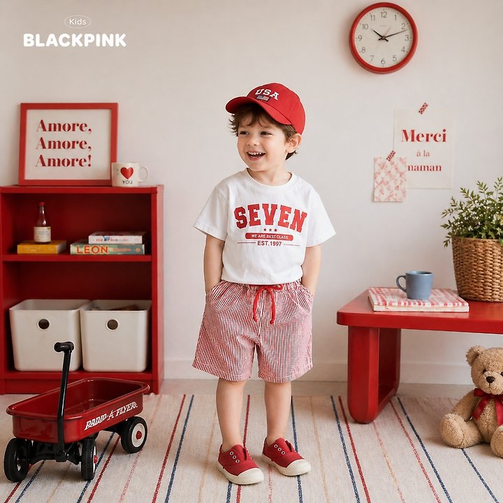 Black Pink - Korean Children Fashion - #kidsshorts - Embossed Stripe Shorts - 4