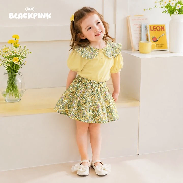 Black Pink - Korean Children Fashion - #kidsshorts - Petit Flower Set-Up - 4